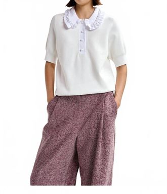 Essentiel Jewelry Embroidered Knit Polo In White