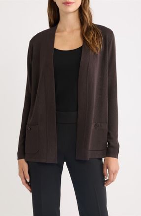 Anne Klein Malibu Open Front Cardigan in Deep Mahogany at Nordstrom, Size X-Large