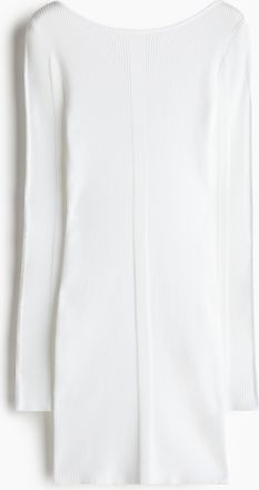 H&M Bodycon-Kleid in Rippstrick - White