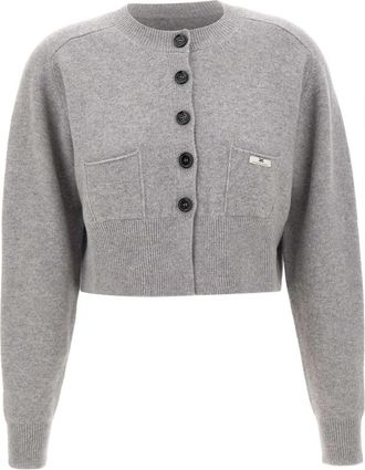 Elisabetta Franchi Wol en kasjmier vest - Dames - Vesten - Grijs - M - Wol - Truien & Vesten