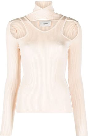 Coperni cut-out ribbed sweater - women - Elastane/Viscose - L - Neutrals
