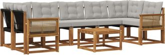 vidaXL Conjunto De Sof&aacute;s De Exterior 8 Uds. Natural Y Gris Claro Vidaxl