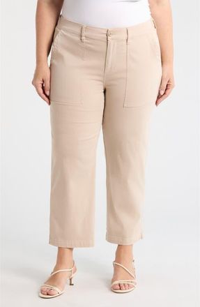 Liverpool L.A. Crop Straight Leg Utility Pants in Safari Sand at Nordstrom, Size 14W