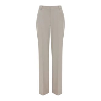 Victoria Beckham Straight Trousers, female, Beige, Size: XS Classic Straight Trousers