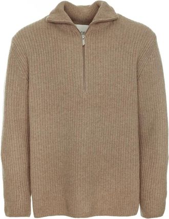 Closed Geritste Gebreide Trui - Heren - Coltruien - Beige - L - Wol - Truien & Vesten