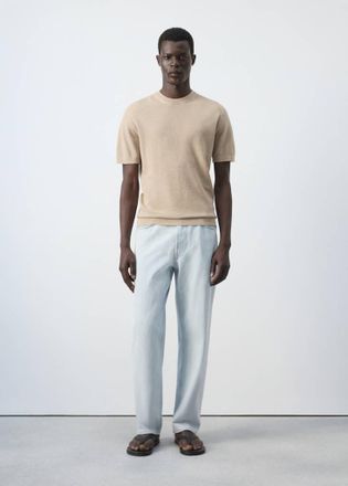 Mango Maglietta misto cotone maglia sottile beige - Uomo - XXL - MANGO MAN