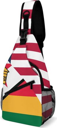 Generic U.S. And Zimbabwe Flag Mens Crossbody Chest Sling Bag for Travel Hiking Lightweight Shoulder Bags with Small Side