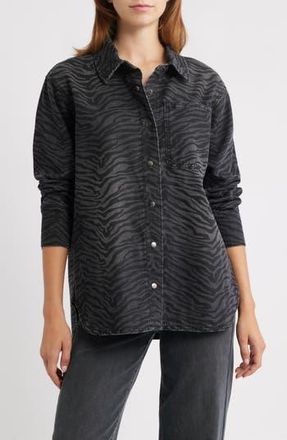 PTCL Ainhoanon Zebra Print Denim Shacket in Zebra Black Wash at Nordstrom Rack, Size X-Small