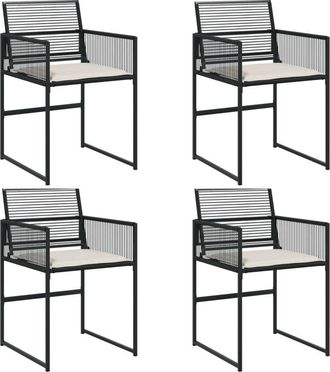 vidaXL Vidaxl - Sillas De Jard&iacute;n Con Cojines 4 Unidades Rat&aacute;n Sint&eacute;tico Negro