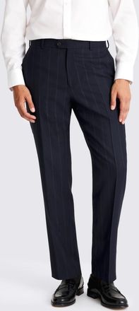 Moss Regular Fit Navy Stripe Trousers