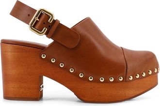 Chlo&eacute; Leather And Wood Jeanette Sabot-Donna