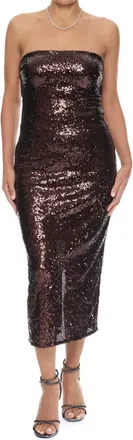 Crescent Everly Sequins Tube Dress In Brown