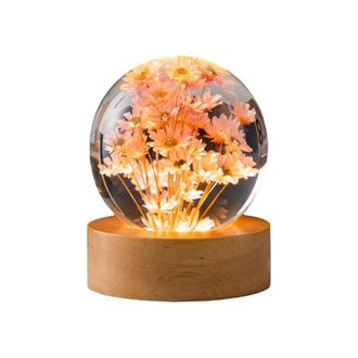 OEM Lampara Nocturna - Base De Madera - Luz Led C&aacute;lida Amarilla - 6 Cm - Para Habitaci&oacute;n Infantil Y Dormitorio - Alimentaci&oacute;n Usb - Material Abs