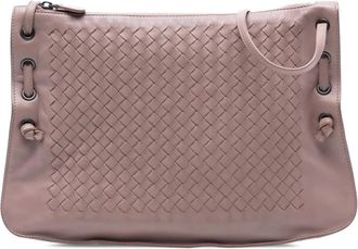 Bottega Veneta Pre-owned Cross Body Bags, female, Pink, Size: ONE SIZE Pre-owned Leather Woven Clutch Bag