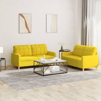 vidaXL Vidaxl - Juego De Sof&aacute;s Con Cojines 2 Piezas Tela Amarillo Claro
