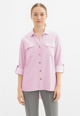 Vero Moda Hemdbluse VERO MODA VMBUMPY L/S SHIRT NEW WVN GA NOOS, Damen, Gr. XL, rosa (bonbon stripes:snow wei&szlig;), Web, Obermaterial: 100% Viskose, gestreift, reg