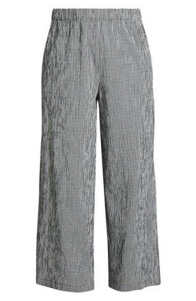 Eileen Fisher Stretch Organic Cotton Ankle Wide Leg Pants in Black/White at Nordstrom, Size 2 X