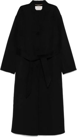 Agnona Cappotto in lana con cintura - Nero