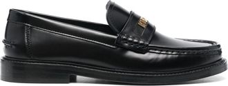 Moschino logo-plaque detail loafers - women - Calf Leather/Calf Leather/Calf Leather - 36 - Black