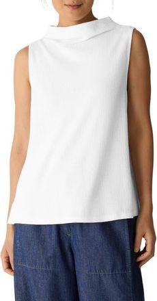 Eileen Fisher Funnel Neck Sleeveless Top in White at Nordstrom, Size X-Large