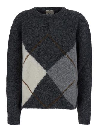 Semicouture Grey Geometric Crew Neck Sweater