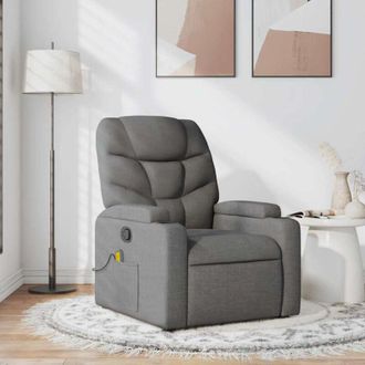 vidaXL Vidaxl - Poltrona Massaggiante Reclinabile Grigio Scuro in Tessuto