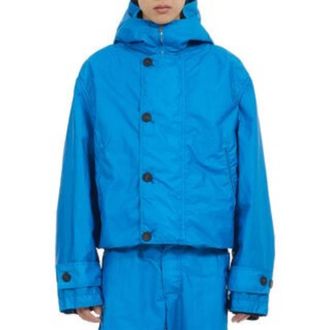 Ferragamo Cerulian Hooded Technical Jacket, Brand Size 46 ( US Size 36 )