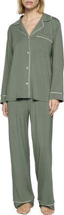 Eberjey Gisele Long Pajamas in Desert Sage/ivory at Nordstrom, Size X-Large