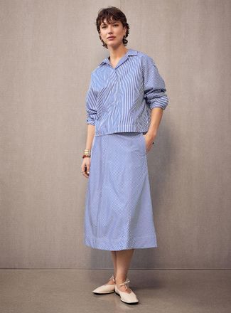 Lauren Ralph Lauren Womens Striped poplin flared midi skirt