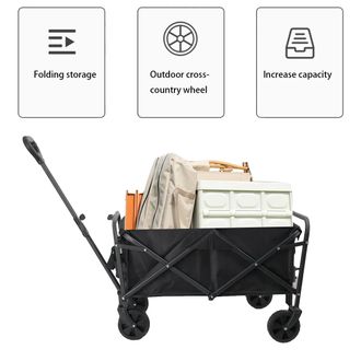 OEM Carrito Plegable De Gran Capacidad, Ruedas Todoterreno, Color Negro