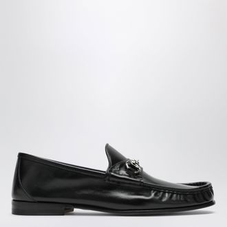 Gucci Lugano black leather loafer with silver Horsebit