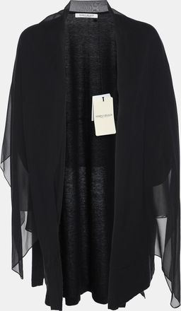 Marina Rinaldi Black Jersey/chiffon Twinset Cardigan