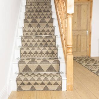 Runrug Stair Runner Carpet - Durable, Non-Slip, 7mm - Prism in Light Brown | Size: 80 cm x 690 cm
