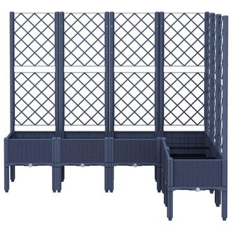 Berkfield Home Garden Planter with Trellis Blue Grey 160x120x142 cm PP in Charcoal | Size: 160 x 120 x 142 cm