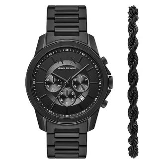 A|X Armani Exchange Chronograph Quartz Black Dial Mens Watch Gift Set AX7163SET