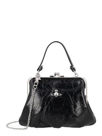 Vivienne Westwood Black Glossy Calf Leather Handbag