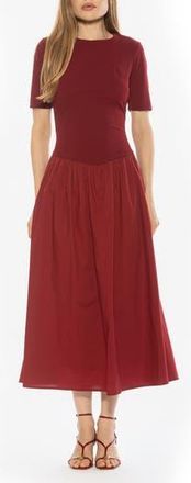 Alexia Admor Rowan Crewneck Midi Dress in Burgundy at Nordstrom Rack, Size X-Large
