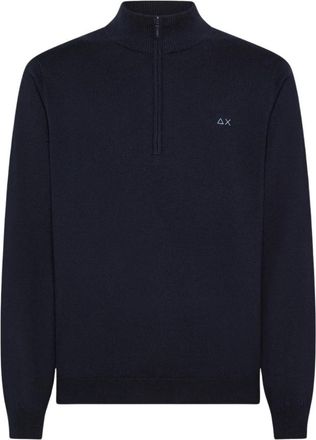 Sun 68 Half Zip Sweater Basic L/S - Heren - Coltruien - Blauw - XL - Truien & Vesten