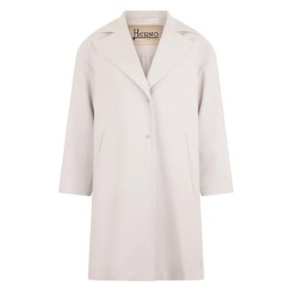 Herno Single-Breasted Coats, female, White, Size: M Coat in shades of cream white, elegant versatile comfort