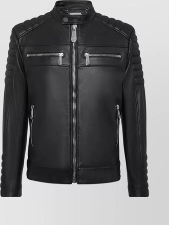 Philipp Plein quilted shoulders zippered pockets jacket