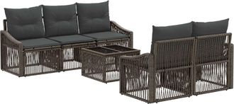 vidaXL Conjunto De Sof&aacute;s De Jard&iacute;n 6 Uds. Gris Rat&aacute;n Sint&eacute;tico Vidaxl