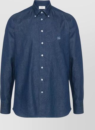 Etro logo paisley print cotton shirt with collar