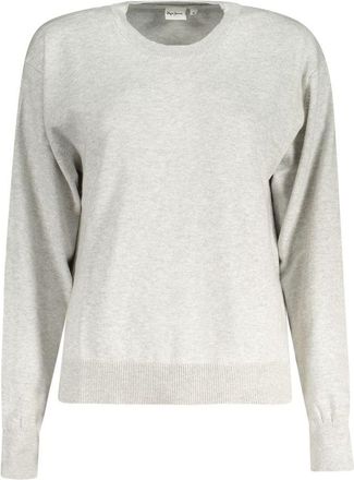 Pepe Jeans London Womens Crew Neck Long Sleeve Sweater - Light Grey Cotton - Size X-Large