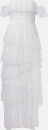 Alexandra Miro Abito lungo Carmen in tulle a pois