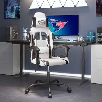 vidaXL Silla Gaming Cuero Sint&eacute;tico Blanco Y Negro Vidaxl