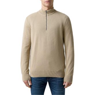 HUGO BOSS Heren Ebrando-P gebreide trui met halve rits (Licht Beige)