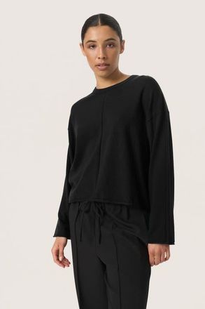 Soaked In Luxury Slspina Boxy Fit Tight Knit Pullover in Black at Nordstrom, Size Xx-Large
