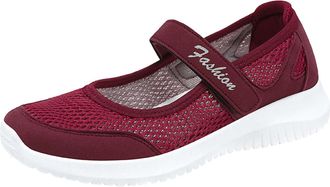 Generic Mesh Slip On Shoes - Platform Round Toe Weaving Shoes Hook and Loop Low-Top Walking Shoes for Ladies Tire Pattern Outsoles Non Slip Boat Shoes for Out