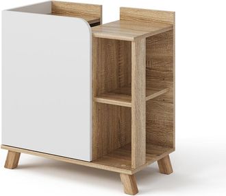 Vicco Mueble Bajo Lavabo Karen, Sonoma/blanco, 60 X 65 Cm Con Puerta Y Compartimentos Abiertos