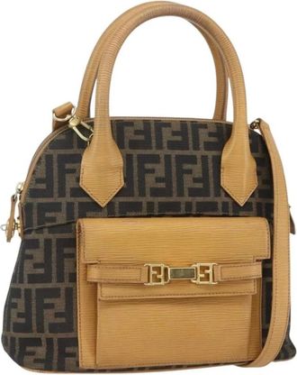 Fendi Pre-owned Handbags, female, Brown, Size: ONE SIZE Pre-owned Zucca Monogram Convertible Satchel